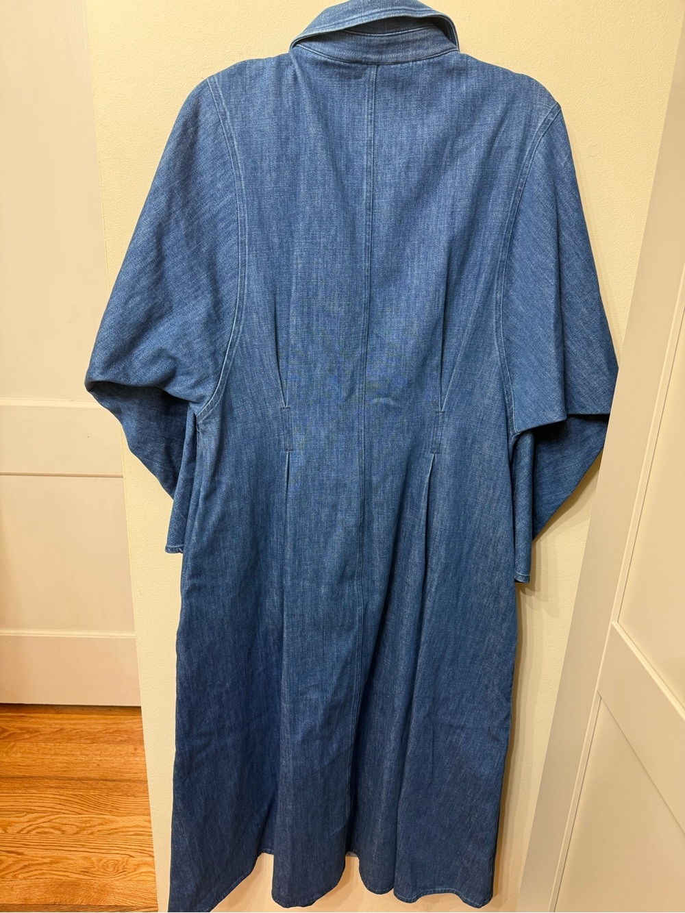 COS L Denim Zip Up Midi Dress Back Pleats Structural Architectural Modern Collar - Picture 9 of 13